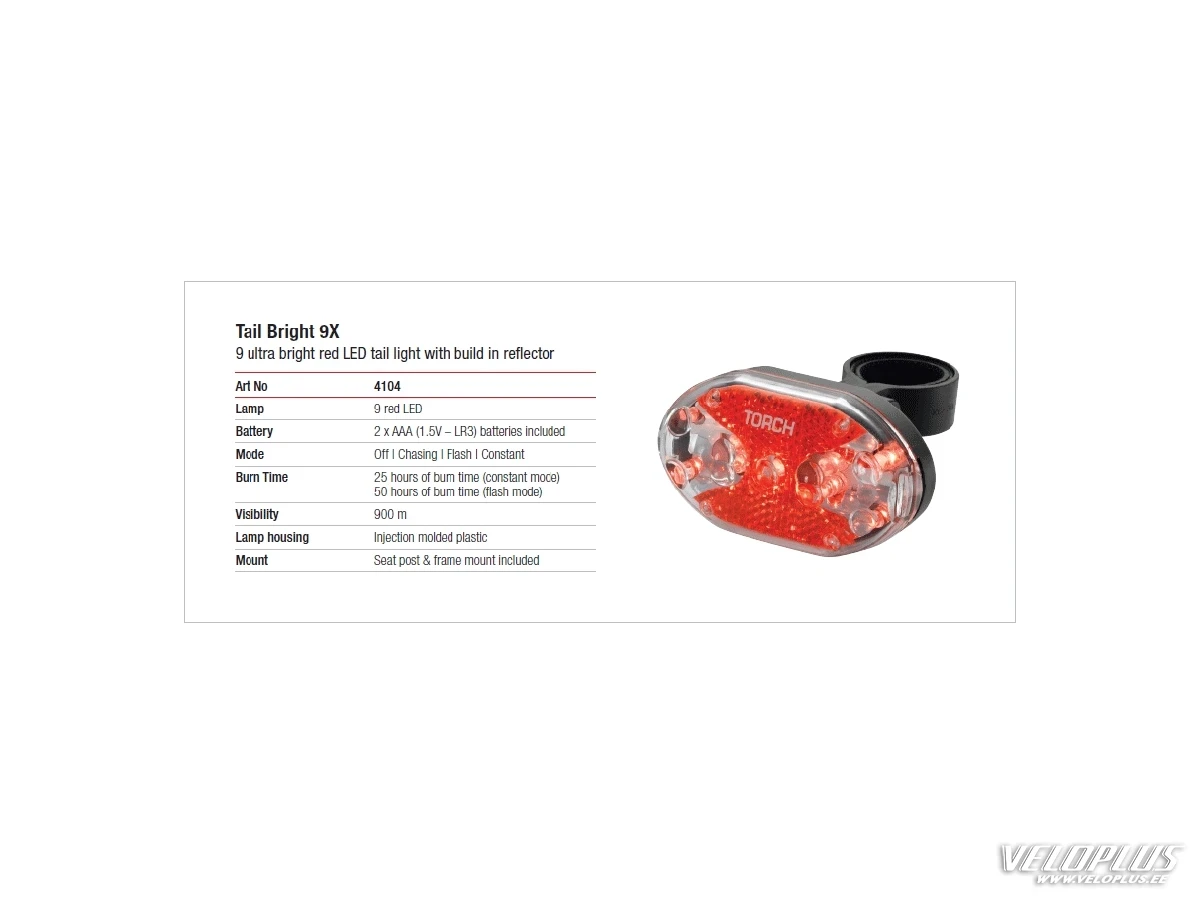 Rear light Torch Tail Bright 9X