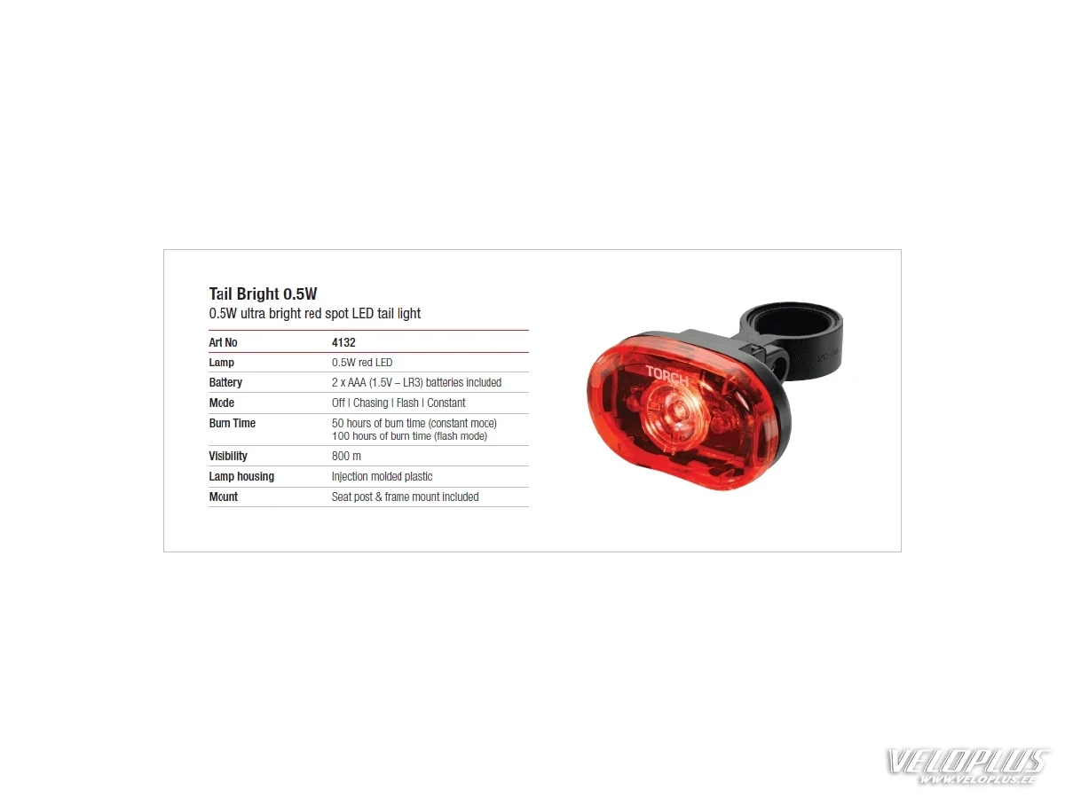 Rear light Torch Tail Bright 0.5W
