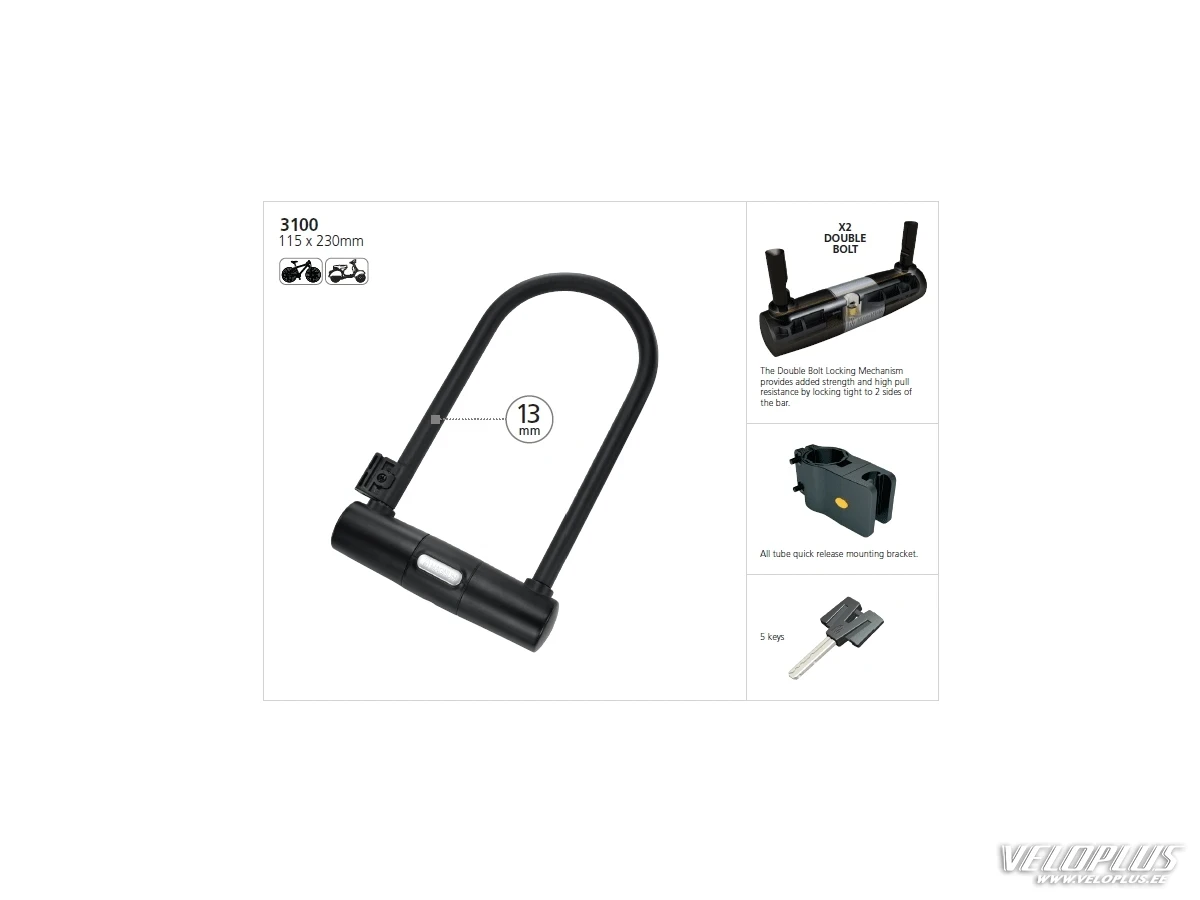 Lock Magnum U-lock 115x230x13 7*