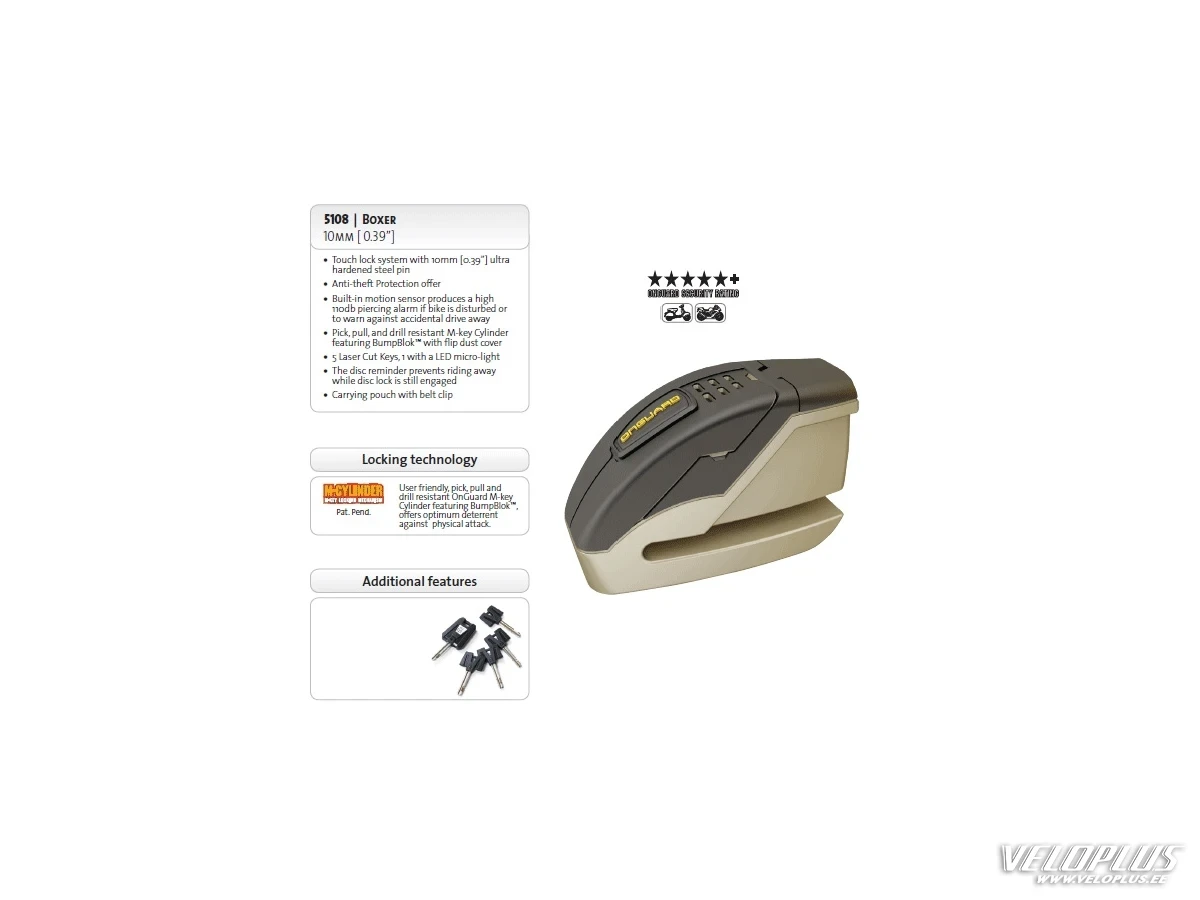 Lock OnGuard Boxer 10mm disc lock 5*