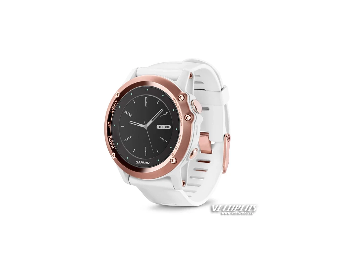 GPS spordikell Garmin fenix 3 Sapphire roosakuldne valge rihmaga