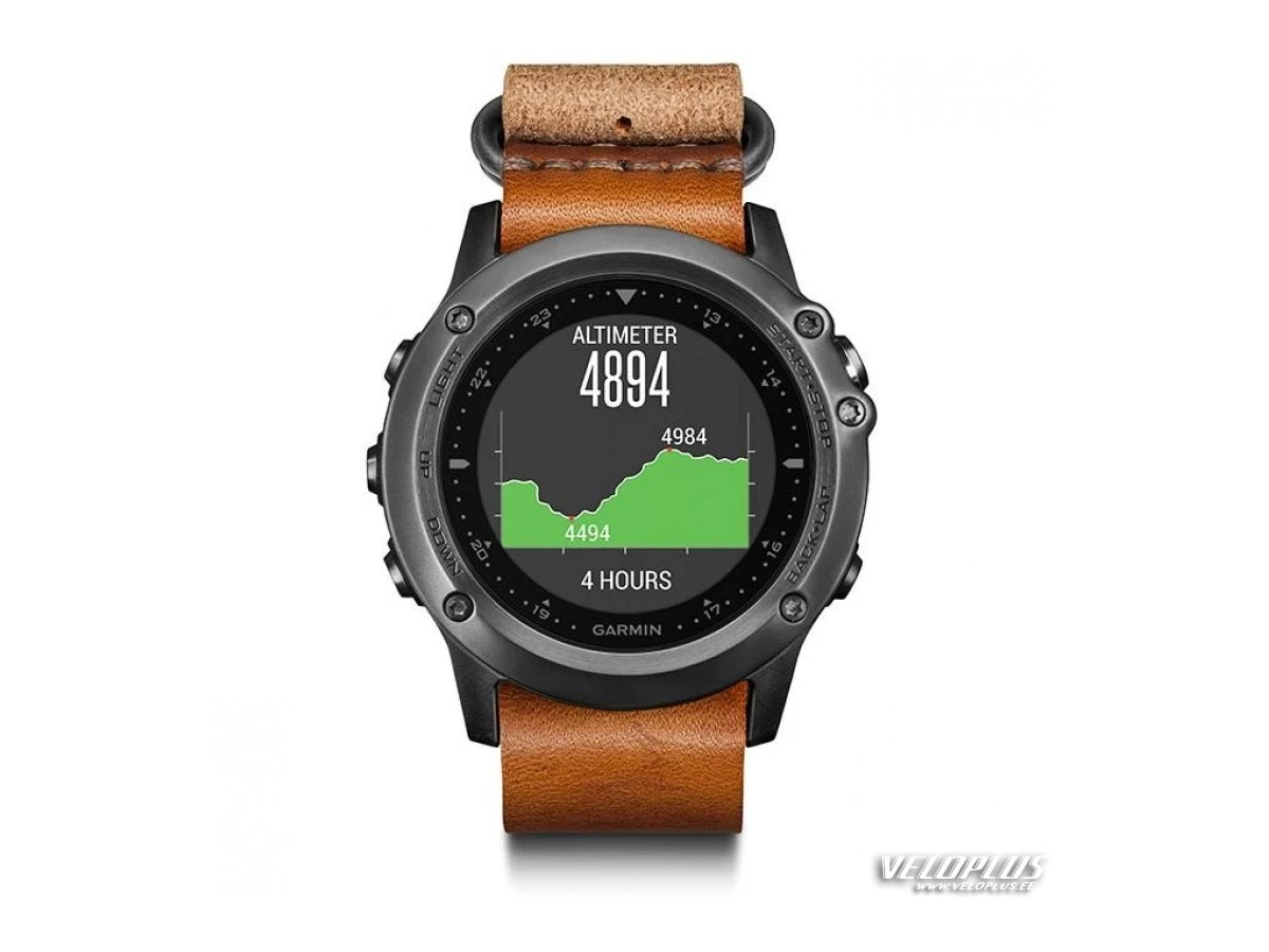 GPS spordikell Garmin fenix 3 Sapphire hall nahkrihmaga