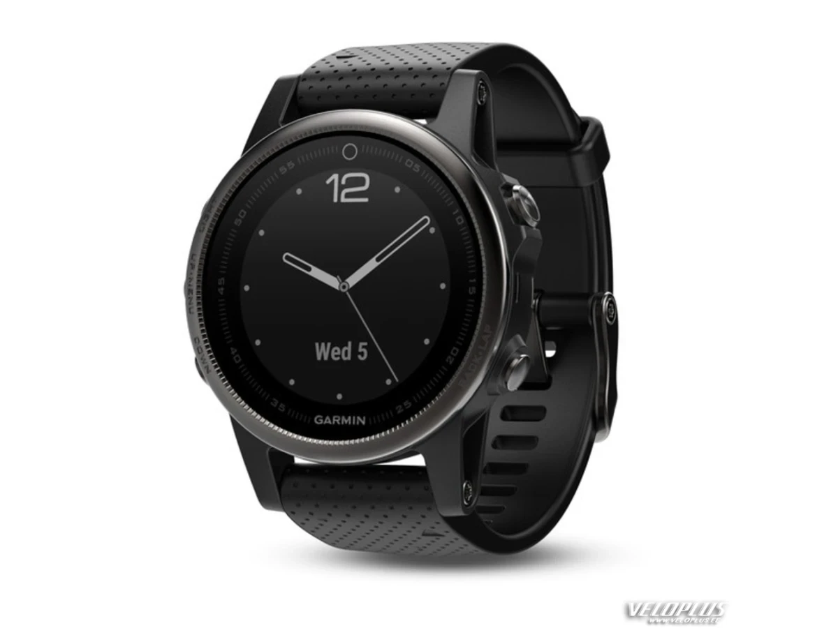GPS spordikell Garmin fenix 5S Sapphire hall musta rihmaga