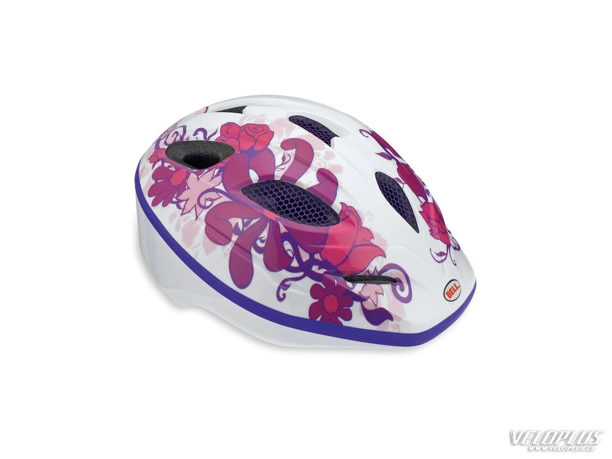 Lastekiiver Bell Dart valge/lilla lilledega 50-54cm