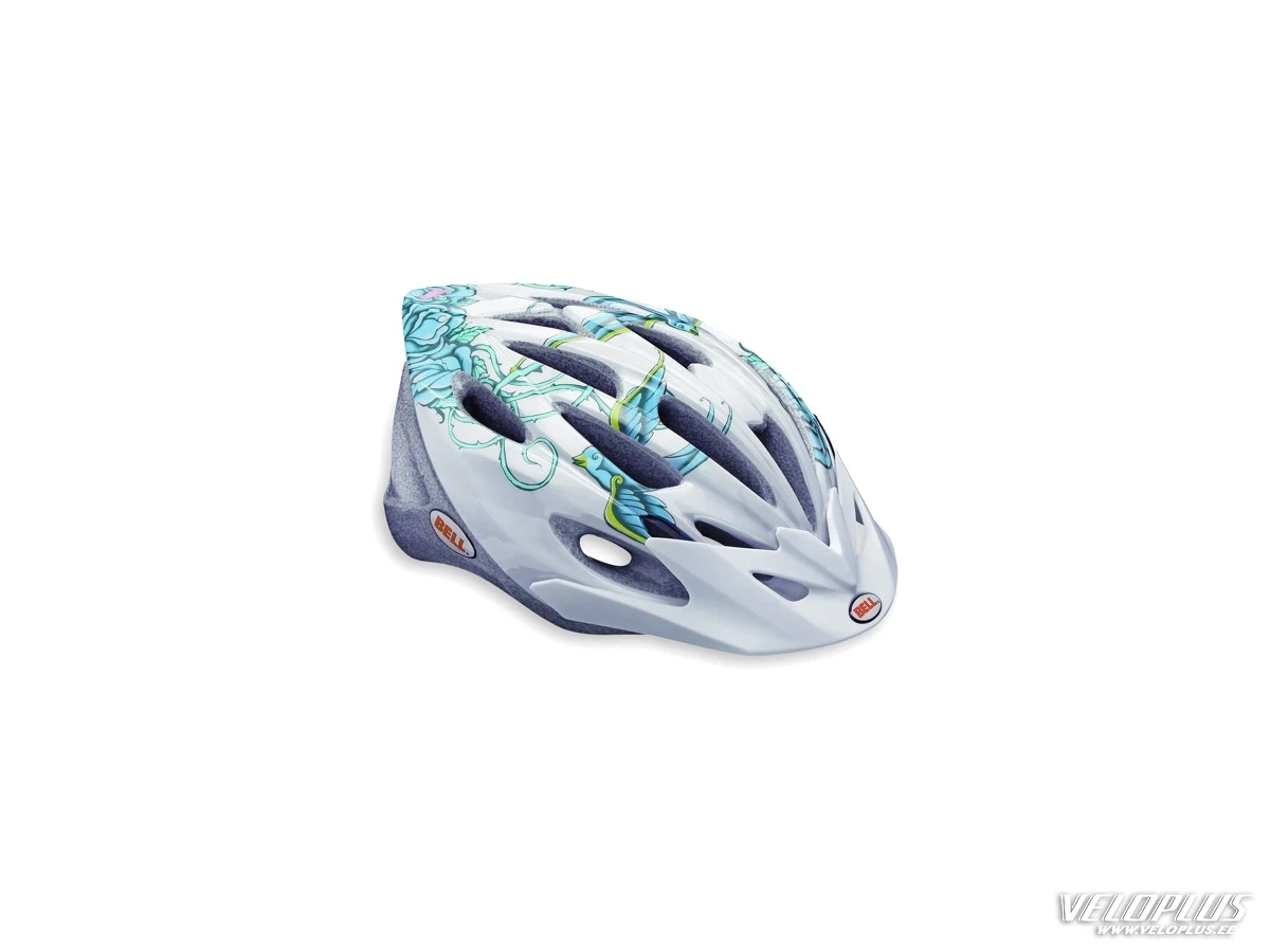 Helmet Bell Vela white/crst blue flowers