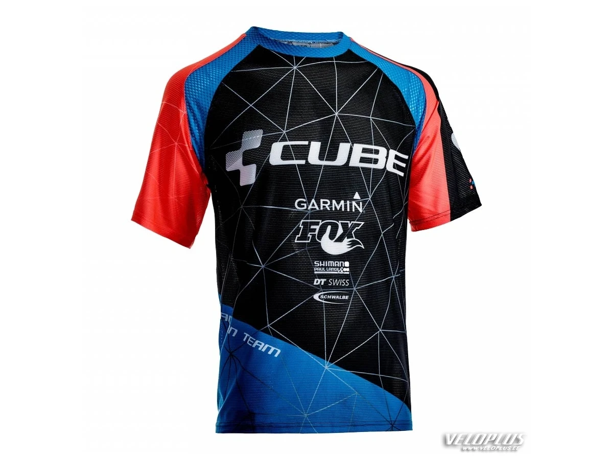 CUBE ACTION Roundneck Jersey Team S/S black´n´blue´n´flashred XL