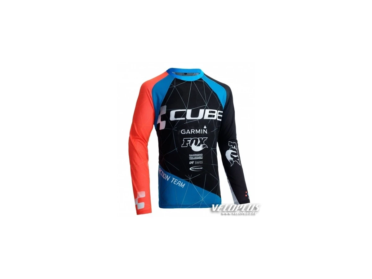 CUBE ACTION Roundneck Jersey Team L/S black´n´blue´n´flashred XL