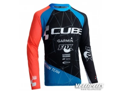CUBE ACTION Roundneck Jersey Team L/S black´n´blue´n´flashred XL