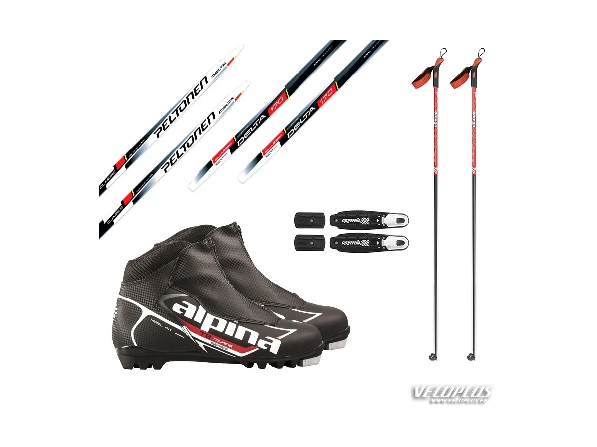 XC skis set PELTONEN for adults with bindings and boots