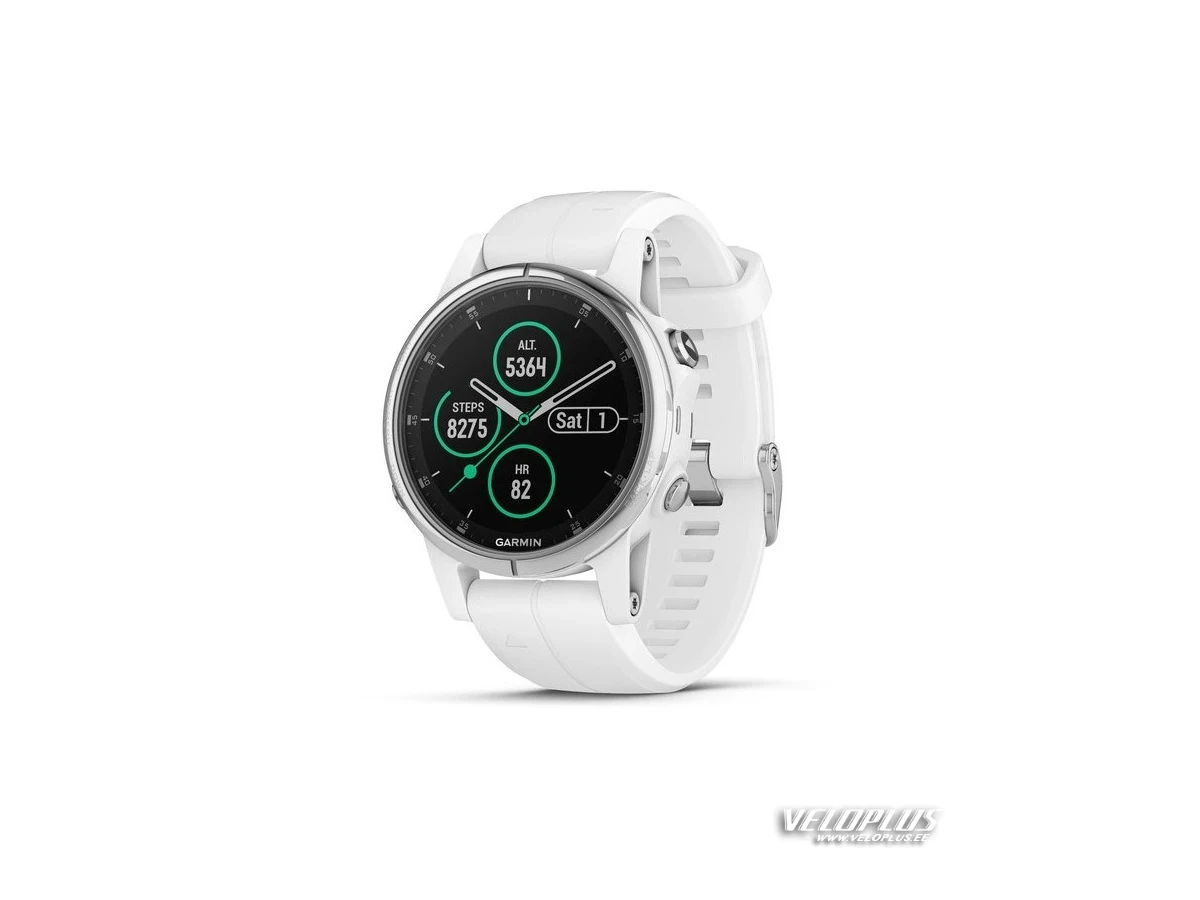 GPS spordikell Garmin fenix 5S Plus Sapphire valge rihmaga