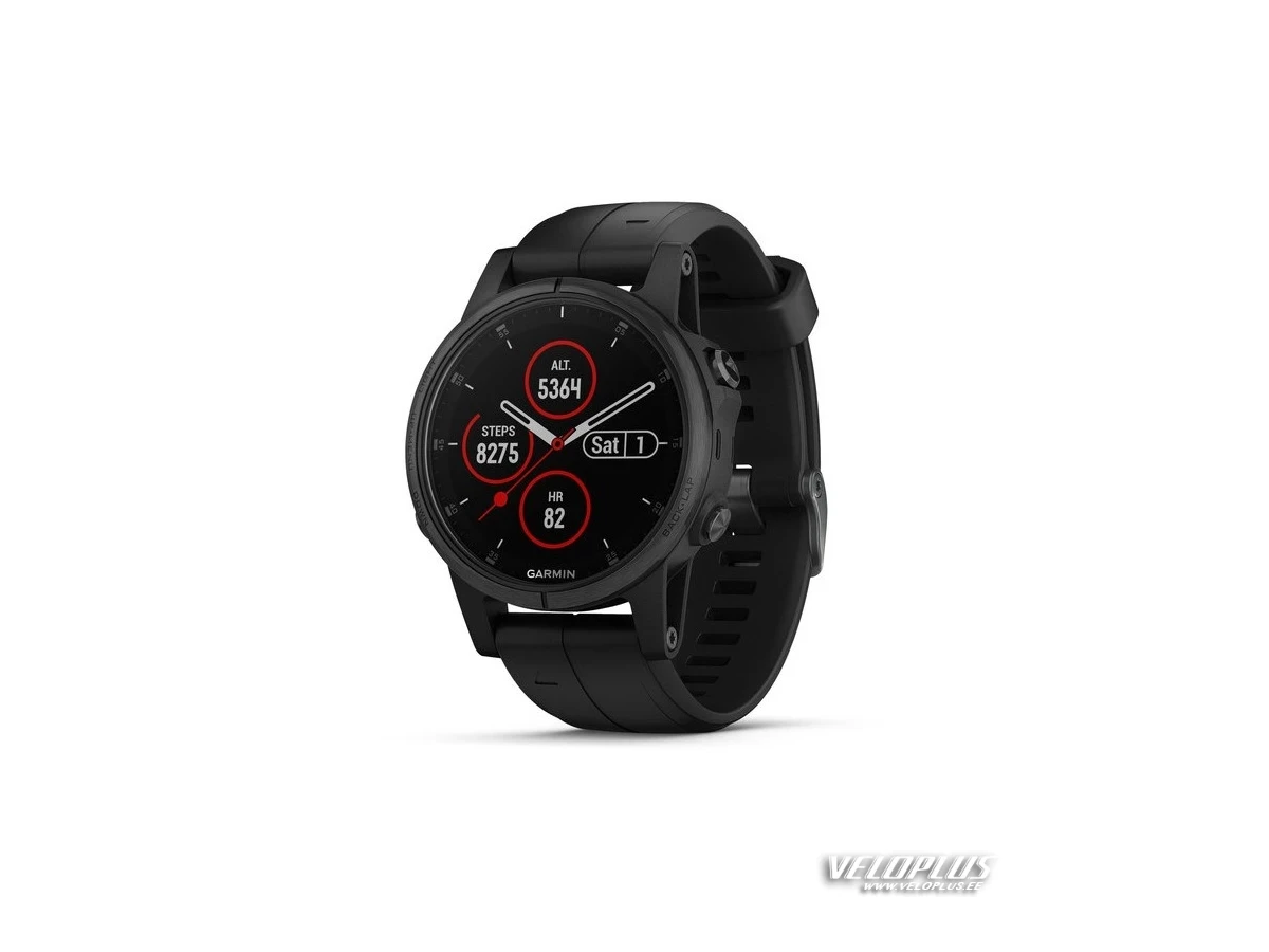 GPS spordikell Garmin fenix 5S Plus Sapphire musta rihmaga