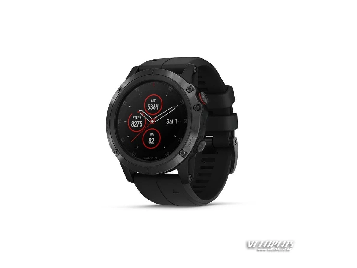 GPS spordikell Garmin fenix 5X PLUS Sapphire must siliconrihmaga