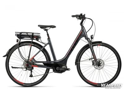 Elektriratas Cube Touring Hybrid 400 hall-punane Easy Entry 54cm