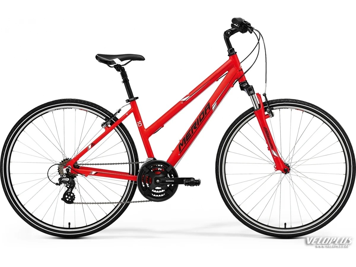 Ratas Merida Crossway 10-V Lady 50cm matt punane-valge-must