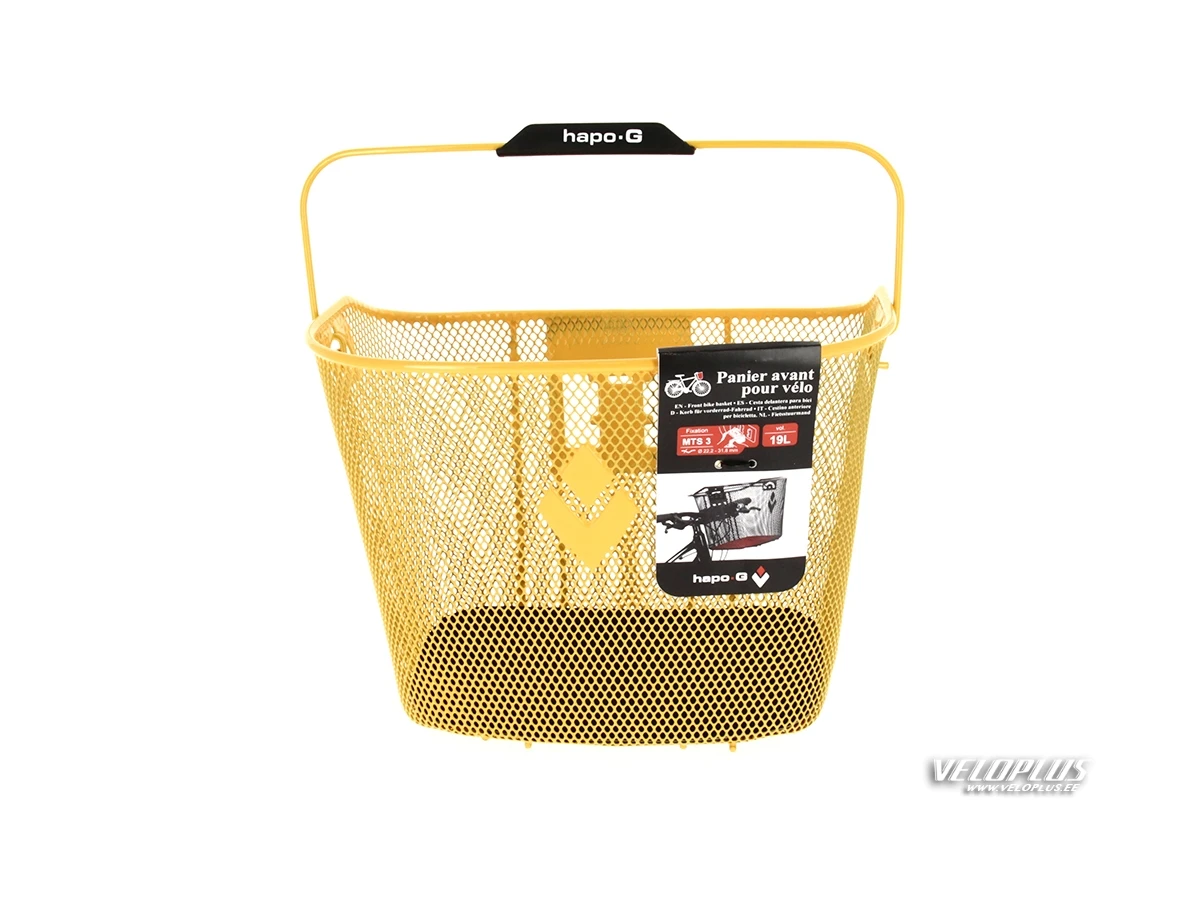 FRONT BASKET HAPO-G YELLOW WITH BRACKET QUICK RELEASE