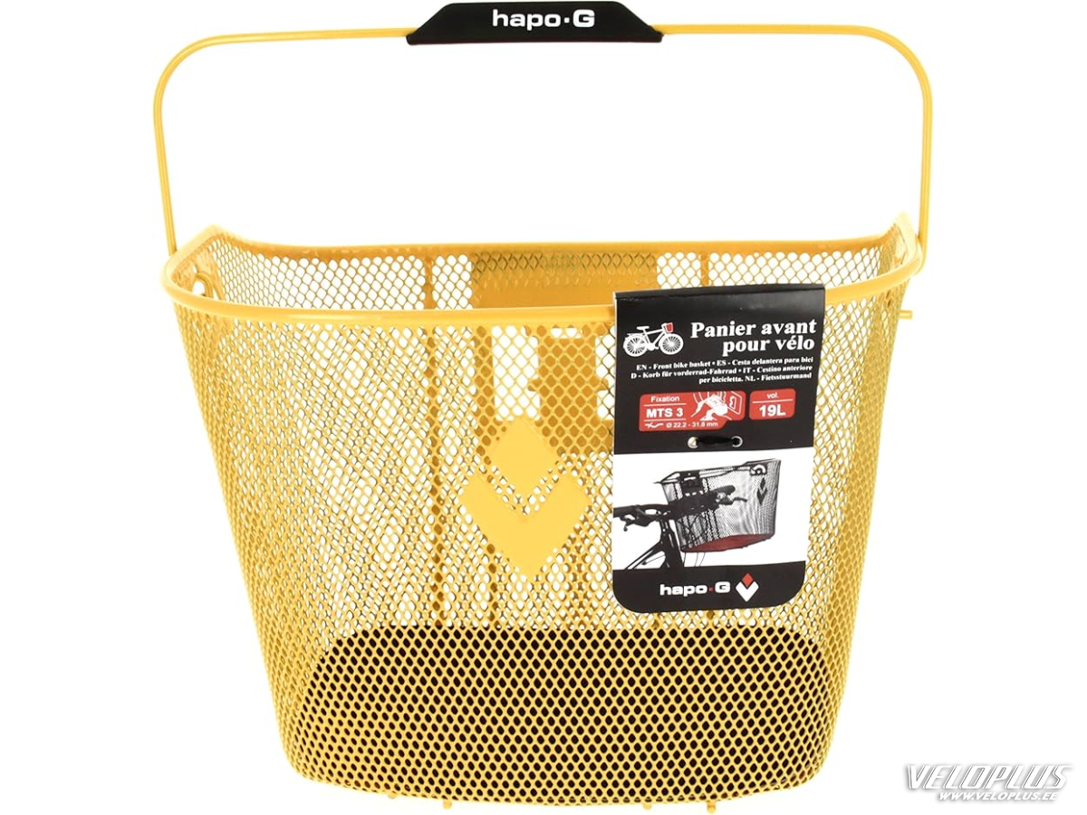 FRONT BASKET HAPO-G YELLOW WITH BRACKET QUICK RELEASE