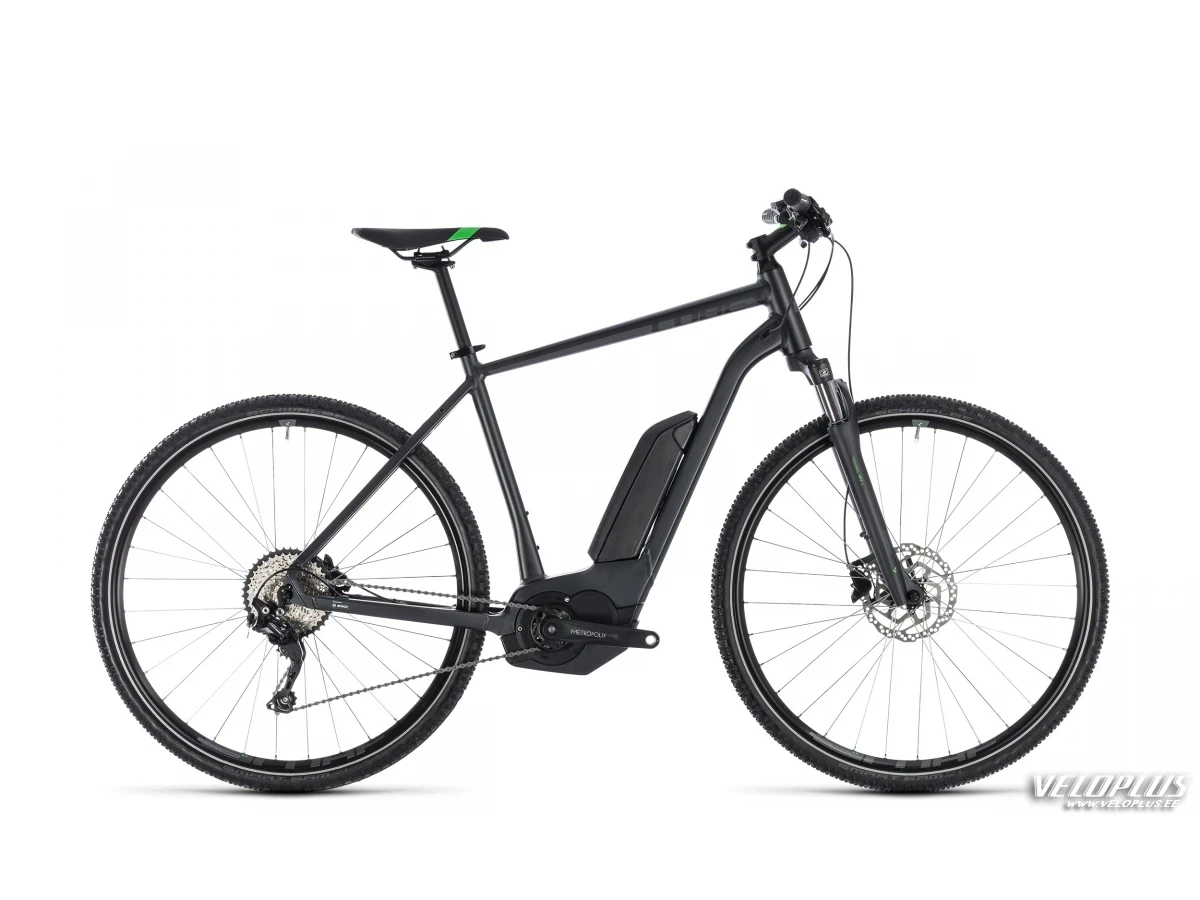 Elektriratas Cube Cross Hybrid Pro 500 hall-roheline 54cm