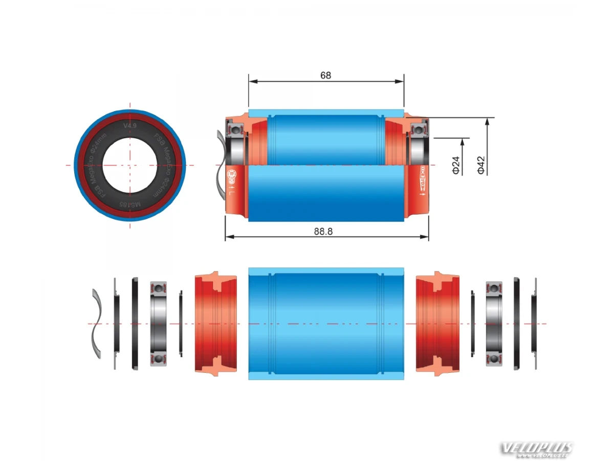 Bottom bracket FSA BB30 to M/Exo Adap 68 Chrome ROAD Carbon CFM3
