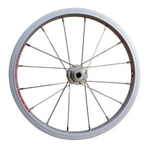 Front wheel WOOM 2 14" rel G 16H AV w/ SNAP ring silver