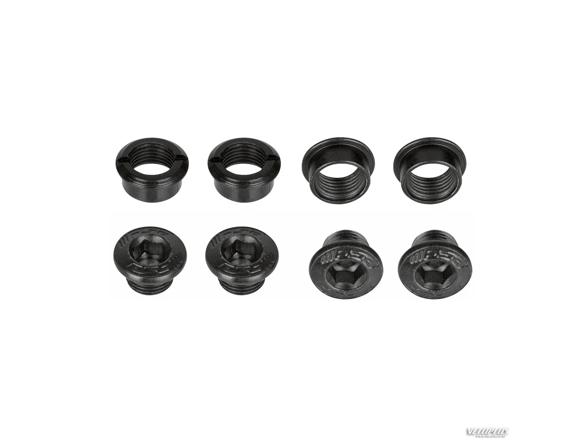 FSA E-Bike Chainring Bolts 6mm + Nuts 4mm - Steel - M8x0.75P (4 piece) - black
