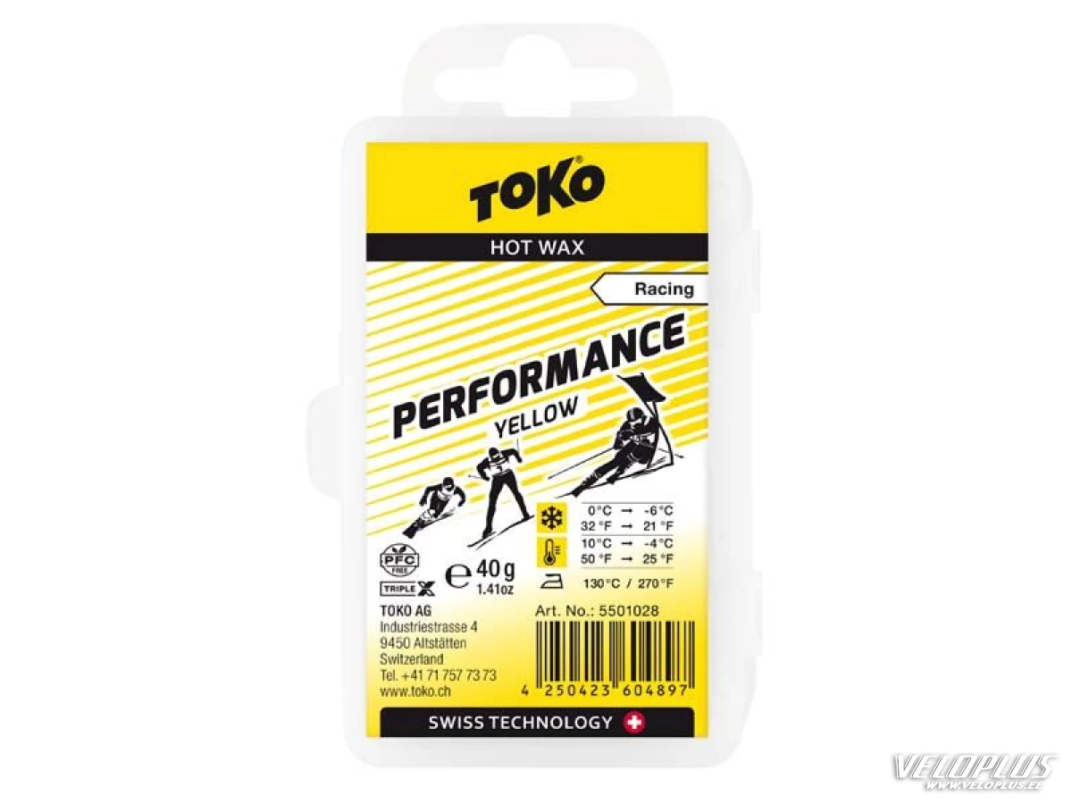 Slīdēšanas vasks TOKO PERFORMANCE YELLOW +10…-4°C 40g