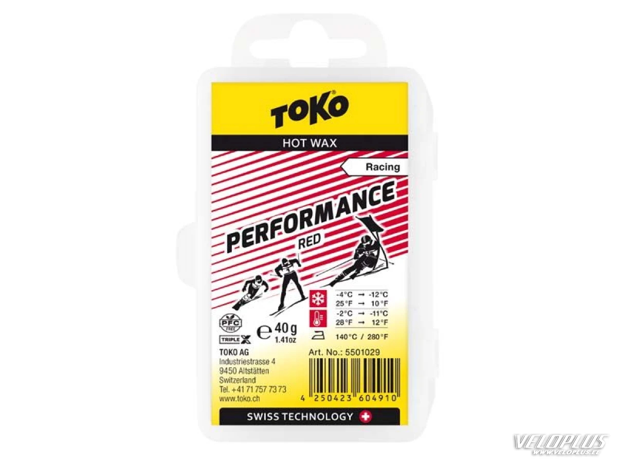 Slīdēšanas vasks TOKO PERFORMANCE RED -2…-11°C 40g