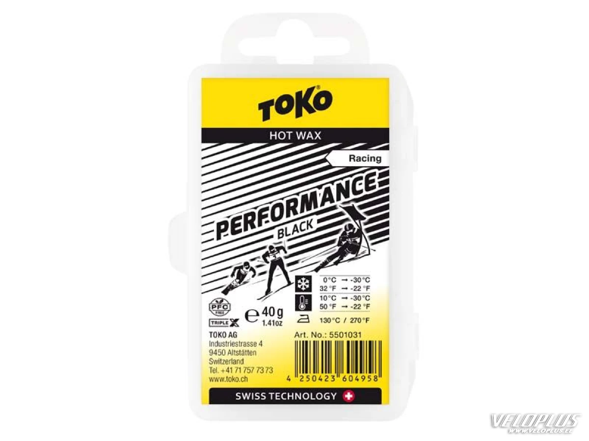 Slīdēšanas vasks TOKO PERFORMANCE BLACK +10…-30°C 40g