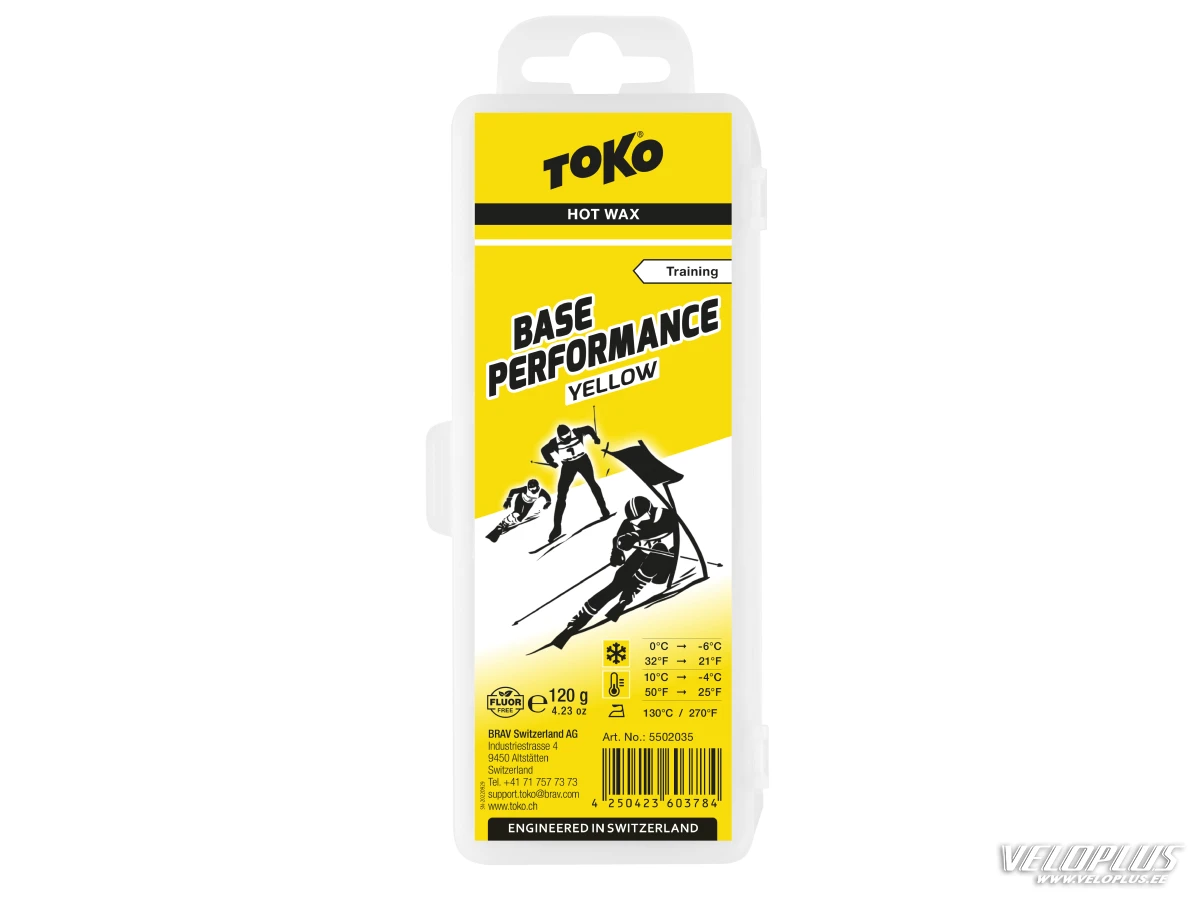 Slīdēšanas vasks TOKO BASE PERFORMANCE dzeltens +10…-4°C 120g