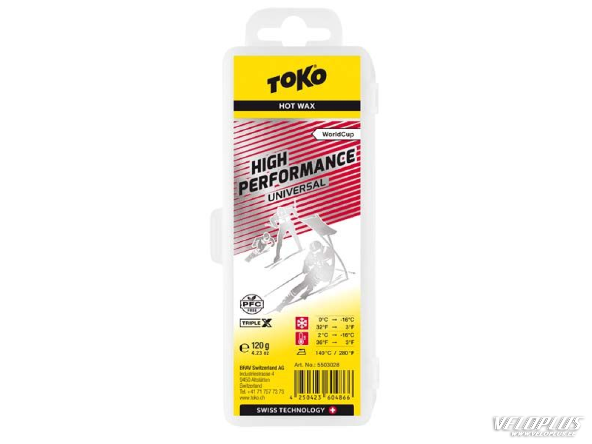 TOKO WC HIGH PERFORMANCE UNIVERSAL red hot wax +2...-16°C 120g