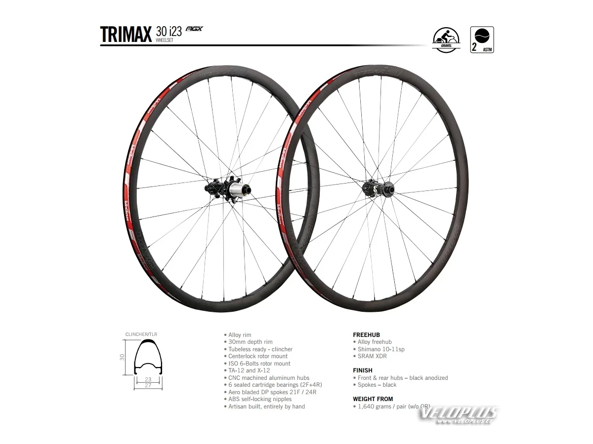 Wheelset VISION TRIMAX AERO GRAVEL 30 AGX I23 DISC DB-CL CH-TL SH11 B1