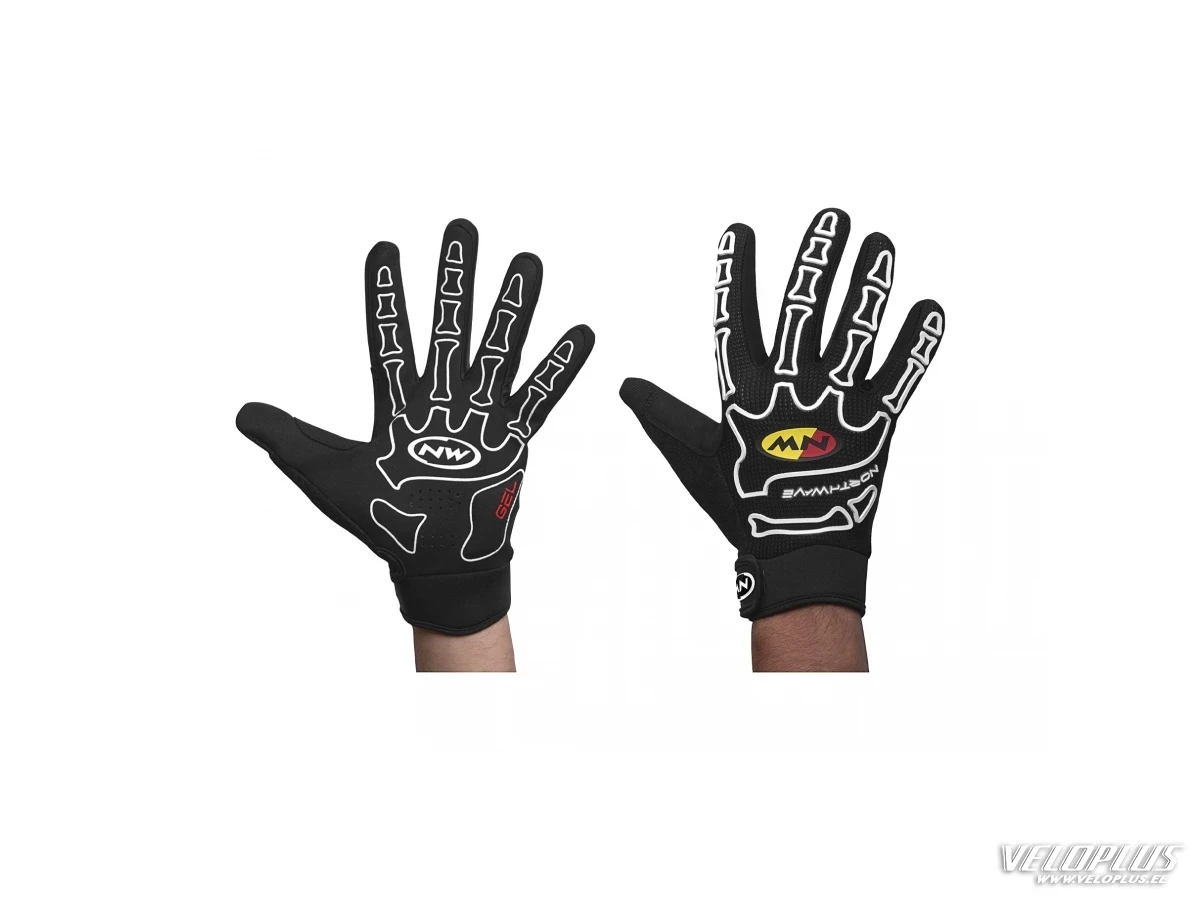 Pikad kindad Northwave SKELETON FULL GLOVES must/valge S (7)