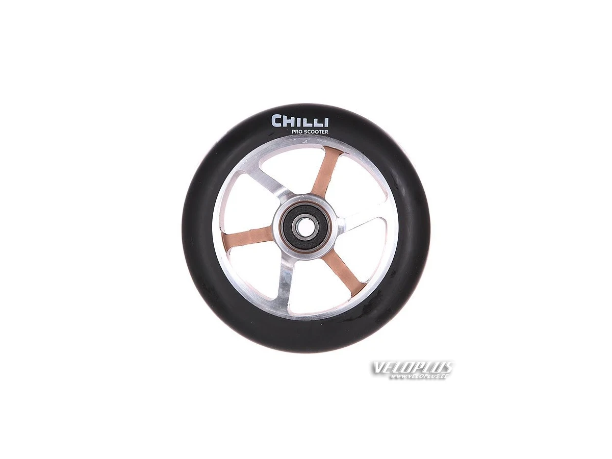 Chilli Wheel - 6-spoked - 110 mm - black PU/ silver choco core