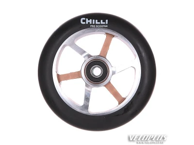 Chilli Wheel - 6-spoked - 110 mm - black PU/ silver choco core