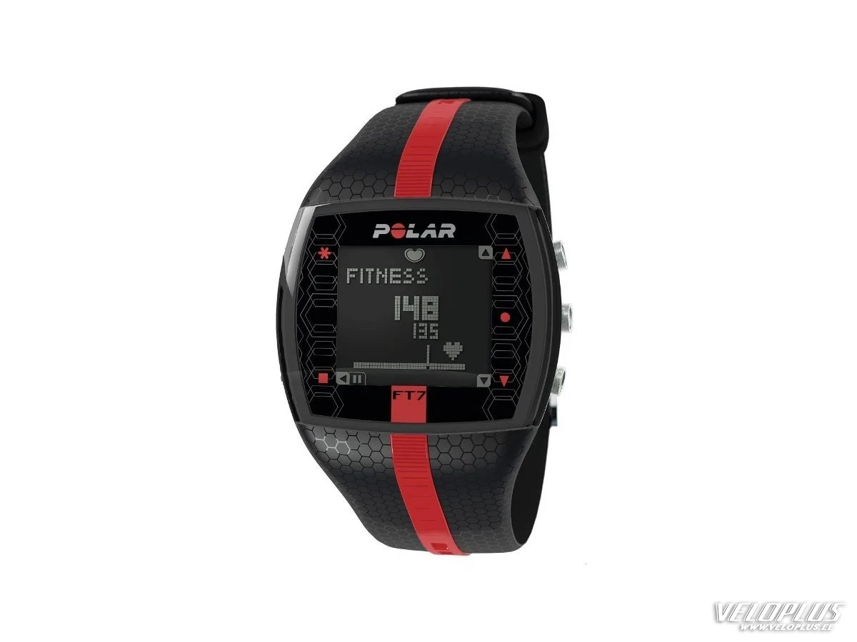 Pulsikell Polar FT7M must/punane pulsivööga H1