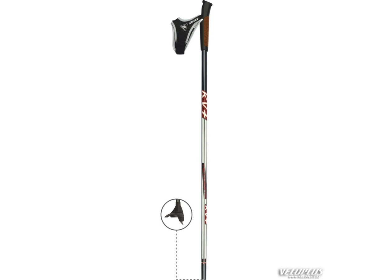 Ski poles KV+ Tempesta Clip 150 cm dark grey/red (90%carbon)