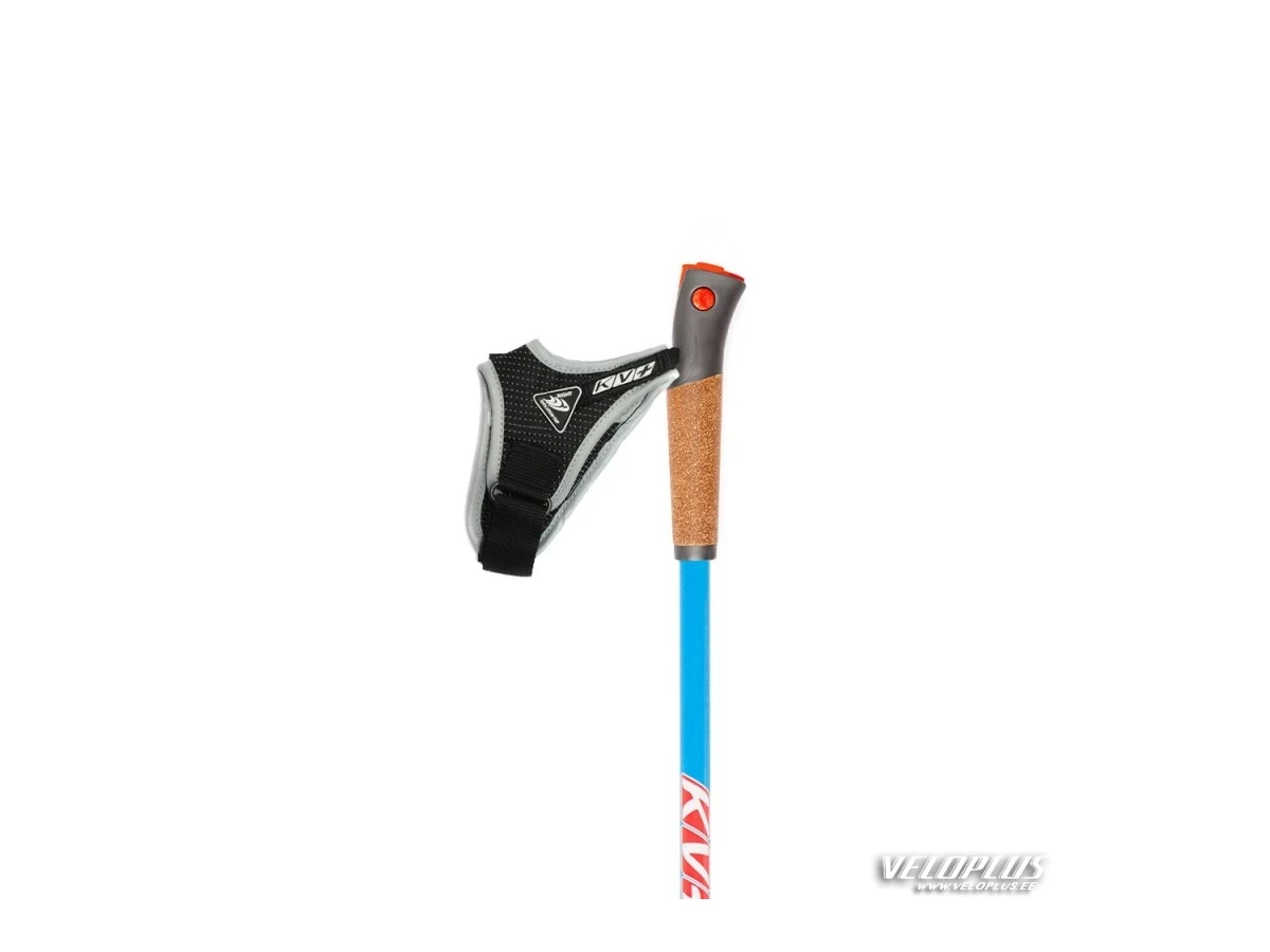 Ski poles KV+ FORZA CLIP 145cm blue-orange (85% carbon)