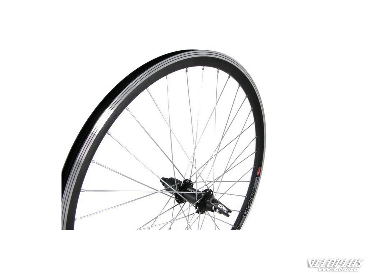 Galinis ratas 26" kasetė 8–9 pavarų, dvigubas šoninis ratlankis, greito atlaisvinimo, juodas