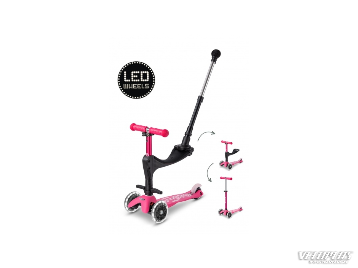 Scooter Micro Mini Deluxe 3in1 Plus LED rose