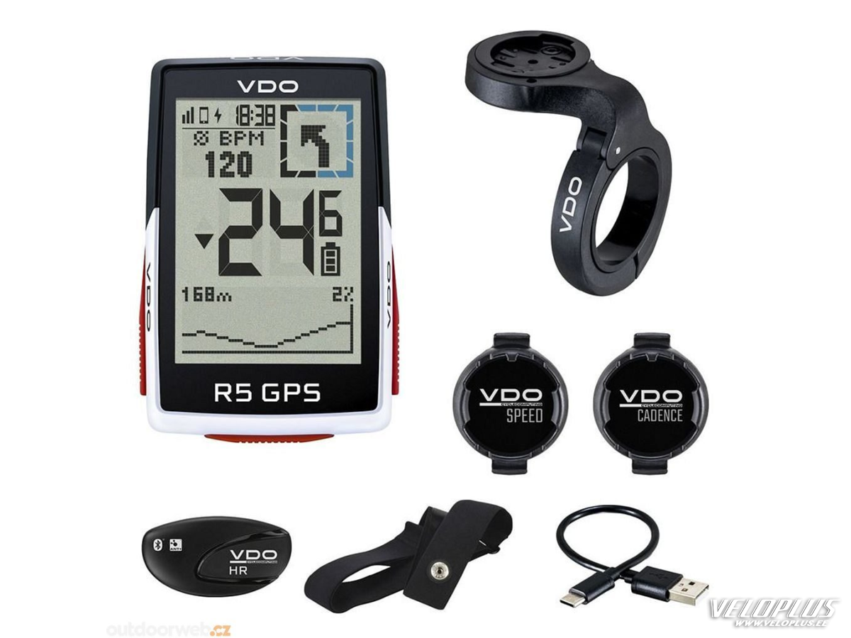 Rattakompuuter VDO R5 GPS SET - CAD+SPD+HR BLE/ANT+ sensorid+hoidik