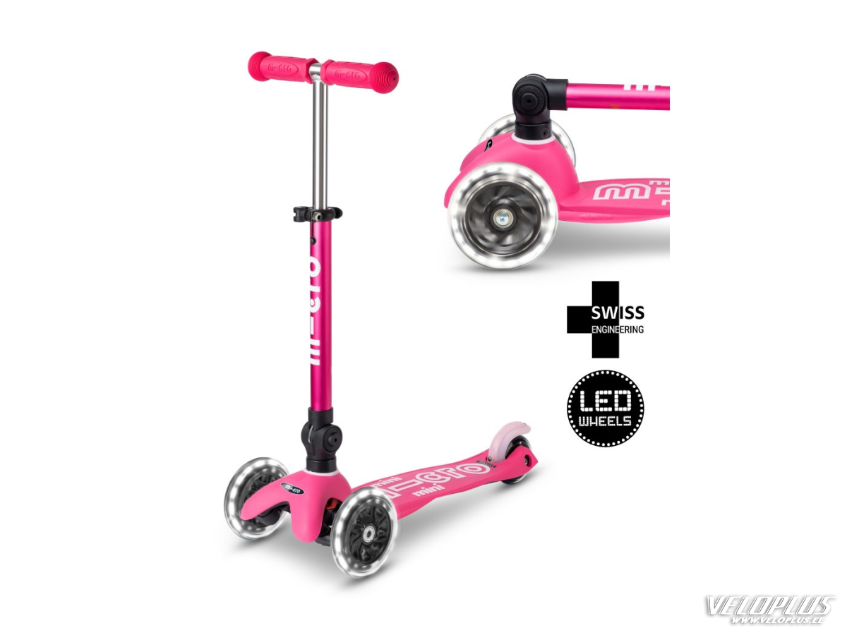 Tõukeratas Micro Mini Deluxe LED kokkuvolditav roosa