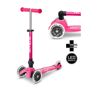 Scooter Micro Mini Deluxe LED Foldable pink