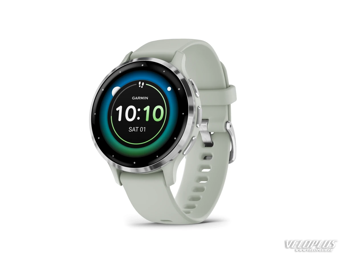 Garmin Venu 3S, Hopeanvärinen ruostumaton teräskehys
