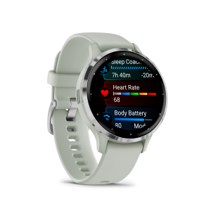 Garmin Venu 3S, Hopeanvärinen ruostumaton teräskehys