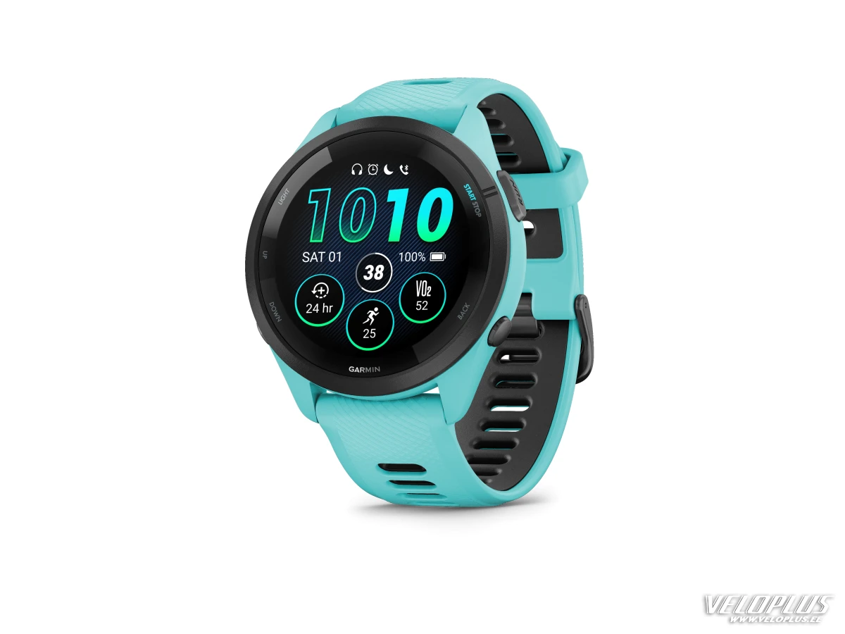 Garmin Forerunner 265, чёрная рамка с морско-зелёным корпусом