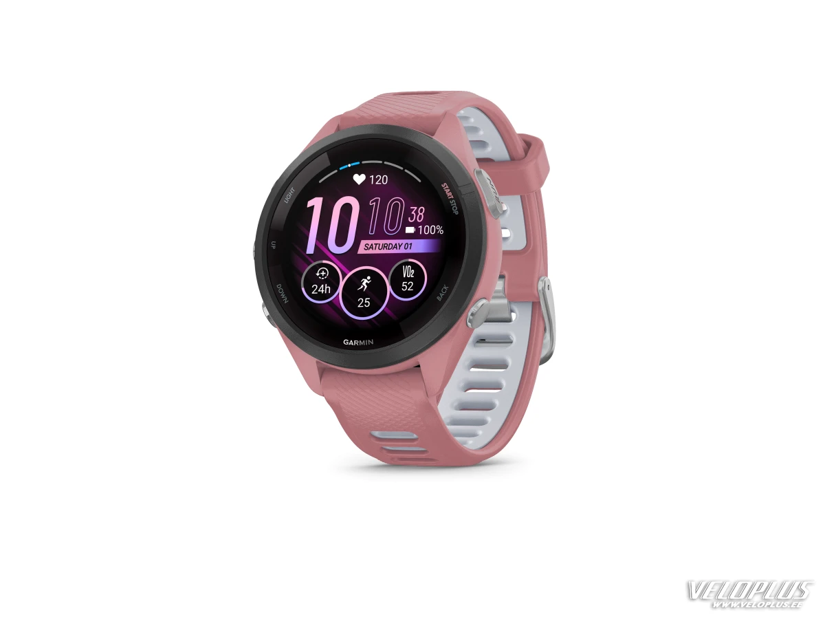 Garmin Forerunner 265S, Musta kehys, vaaleanpunainen kellonrunko