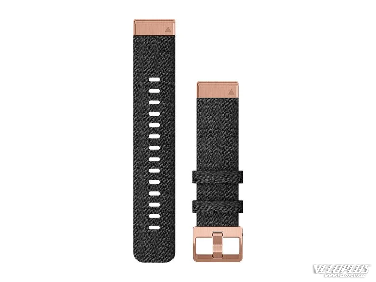 Replacement band Garmin QuickFit Nylon 20mm, Heathered Black Nylon with Rose Gold Hardware