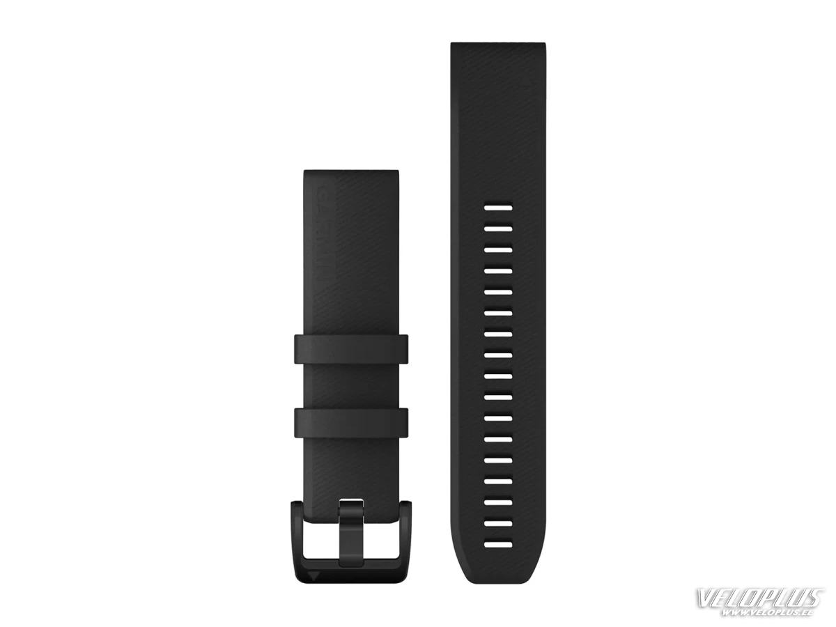 Replacement band Garmin QuickFit Silicone 22mm, Black with Black Stainless Steel Hardware