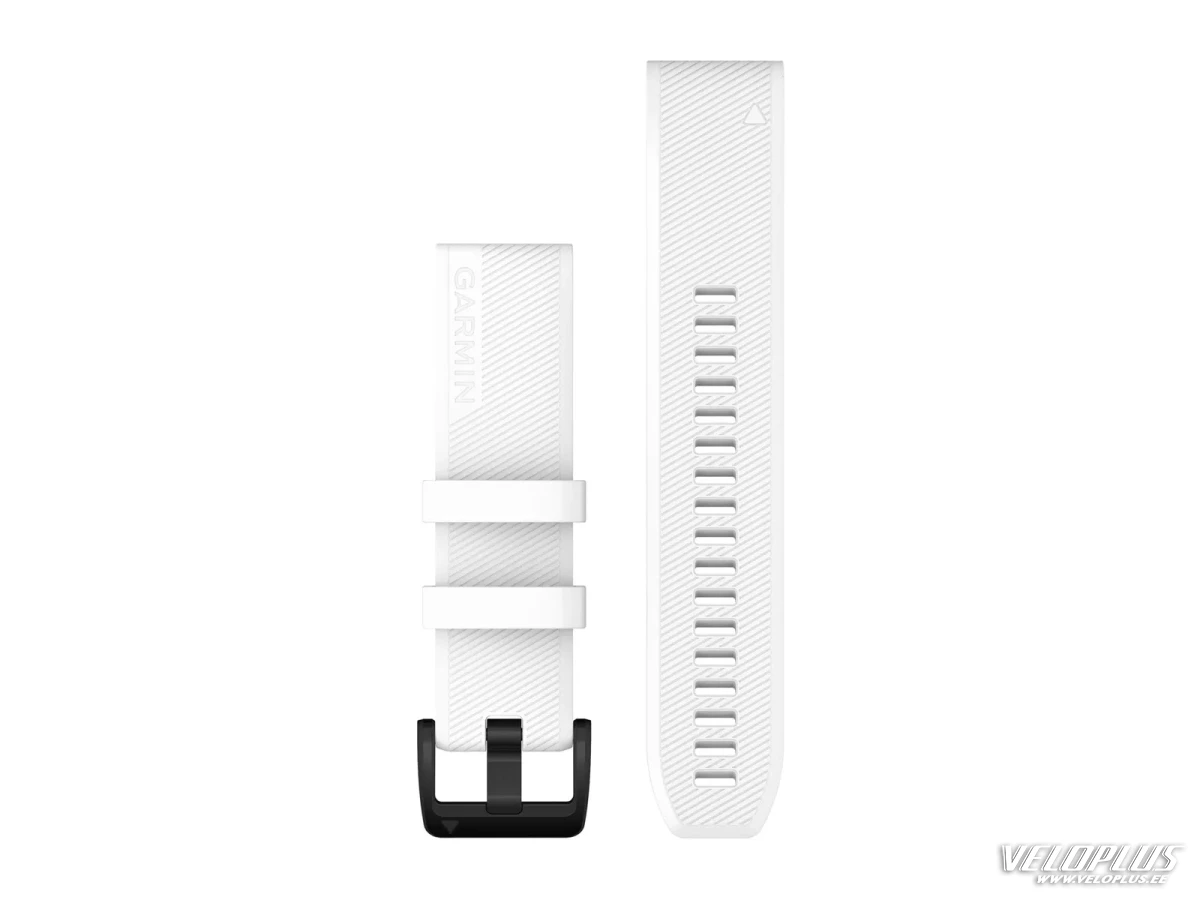 Replacement band Garmin QuickFit Silicone 22mm, White with Black Stainless Steel Hardware