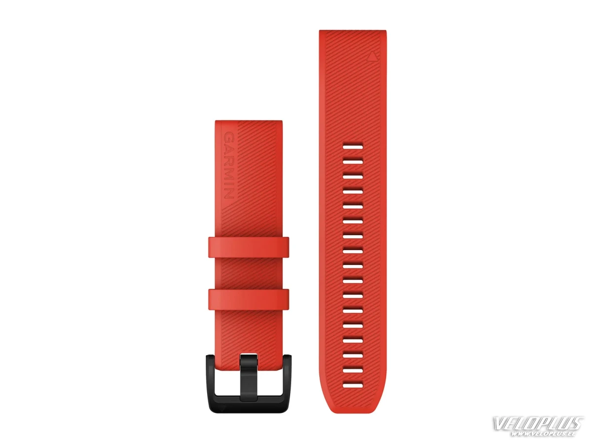 Replacement band Garmin QuickFit Silicone 22mm, Laser Red with Black Stainless Steel Hardware