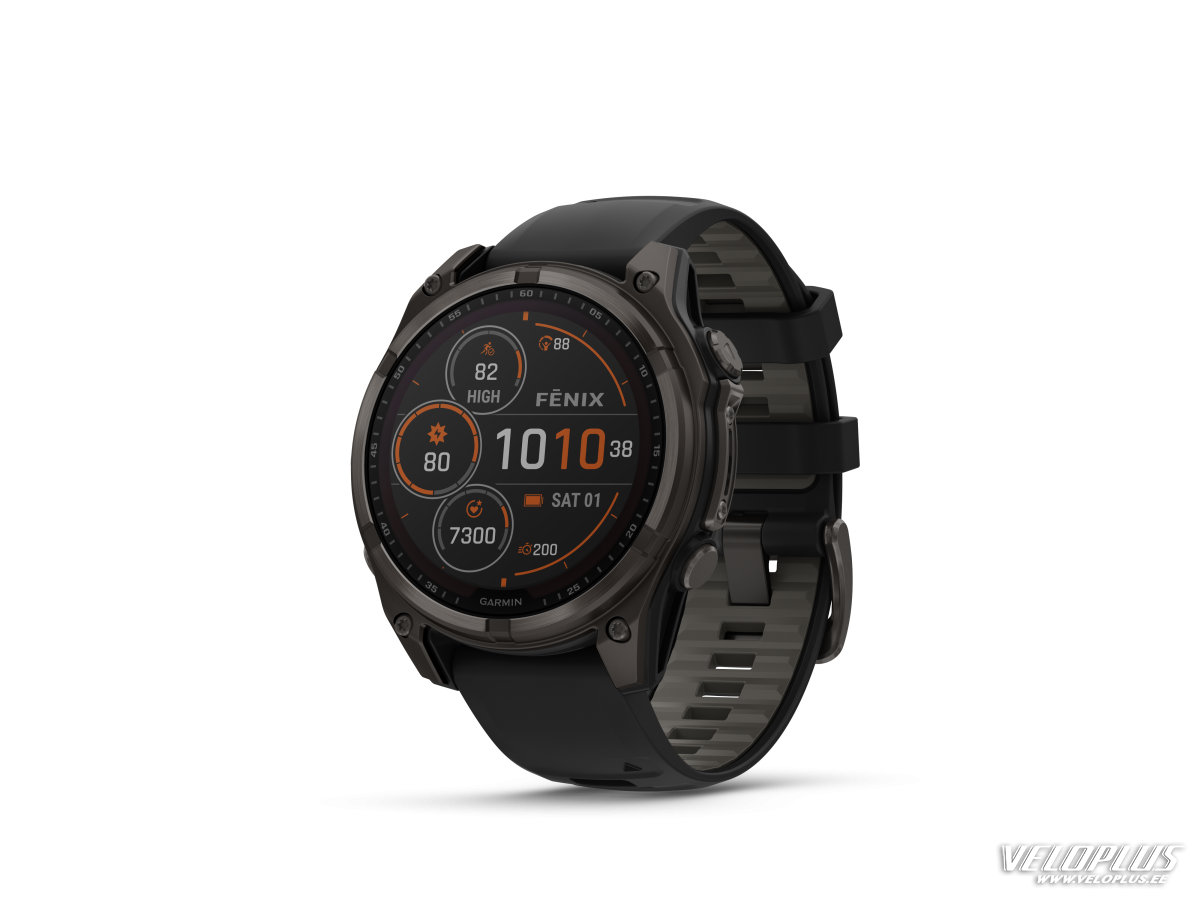 Garmin fenix 8 – 47 mm, Solar, Sapphire  Carbon Gray DLC Titanium/Black